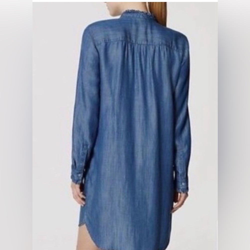 LOFT Ruffled Denim Mini Dress - Picture 2 of 8